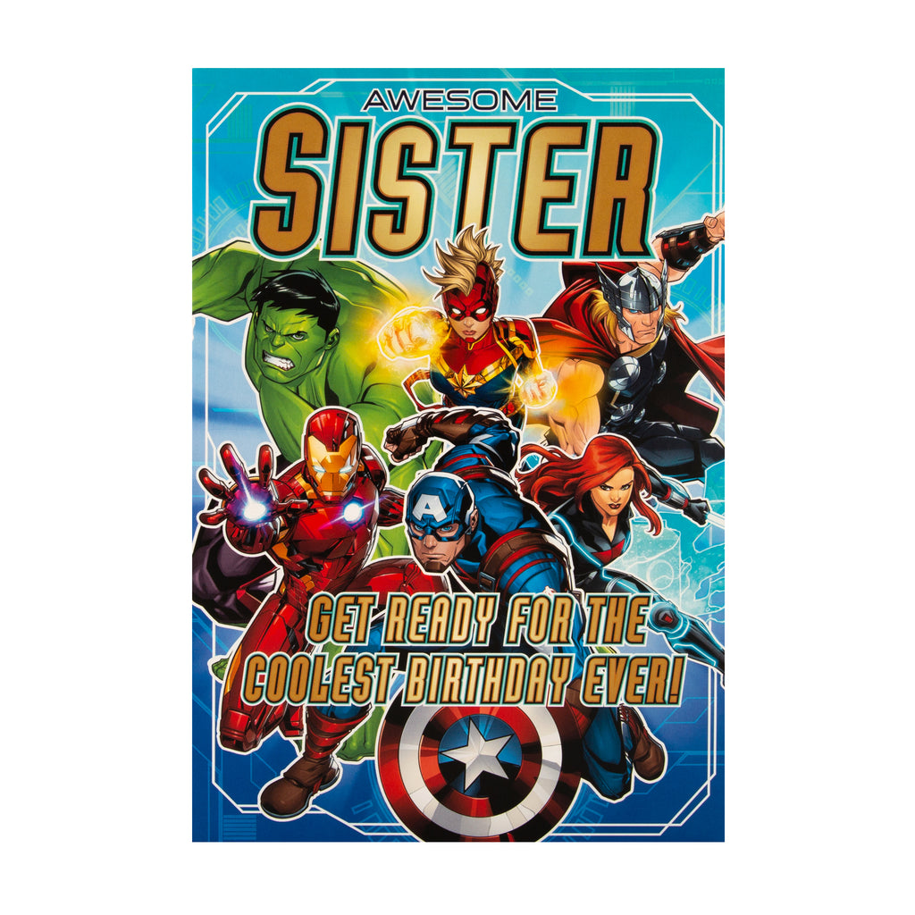 Birthday Card for Sister - Marvel Avengers Design