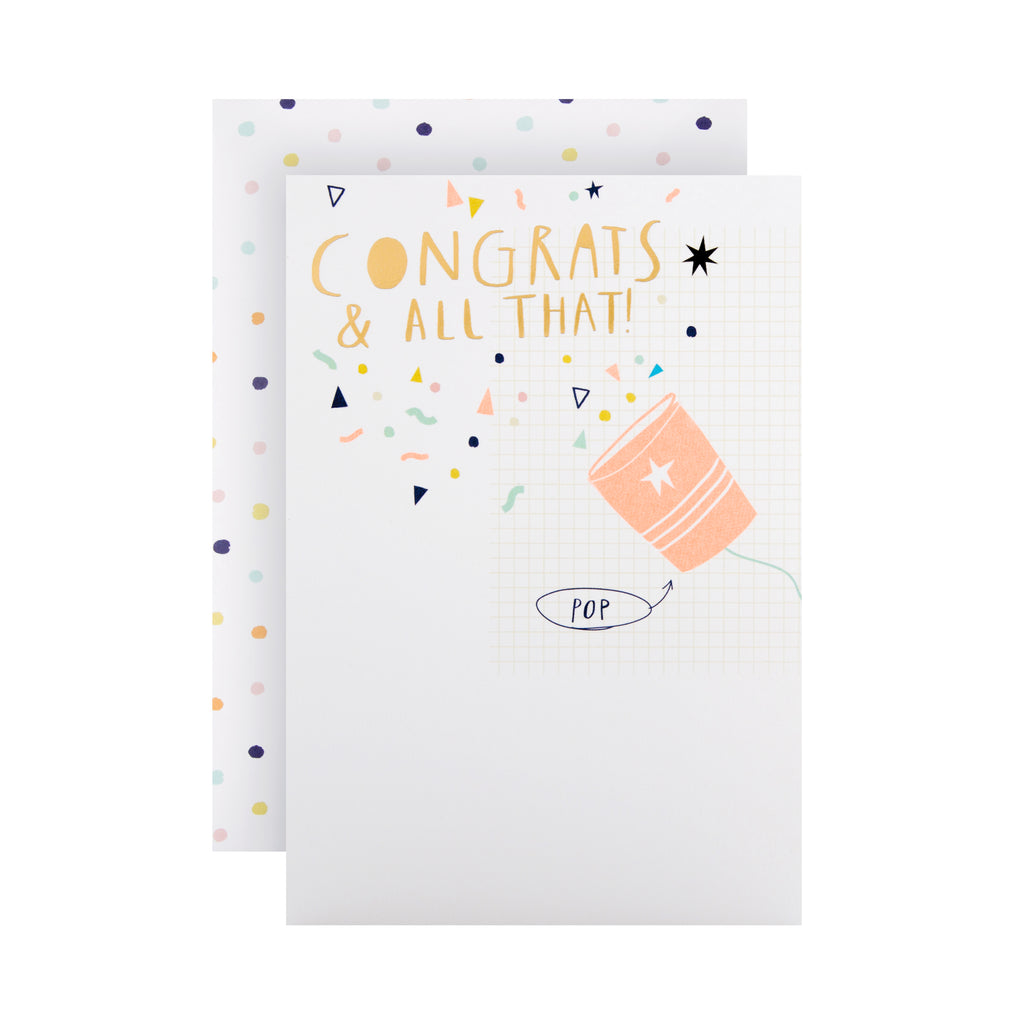General Congratulations Card - Neon Party Popper Design