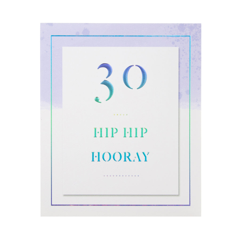 30th Birthday Card - Classic Text Based Design