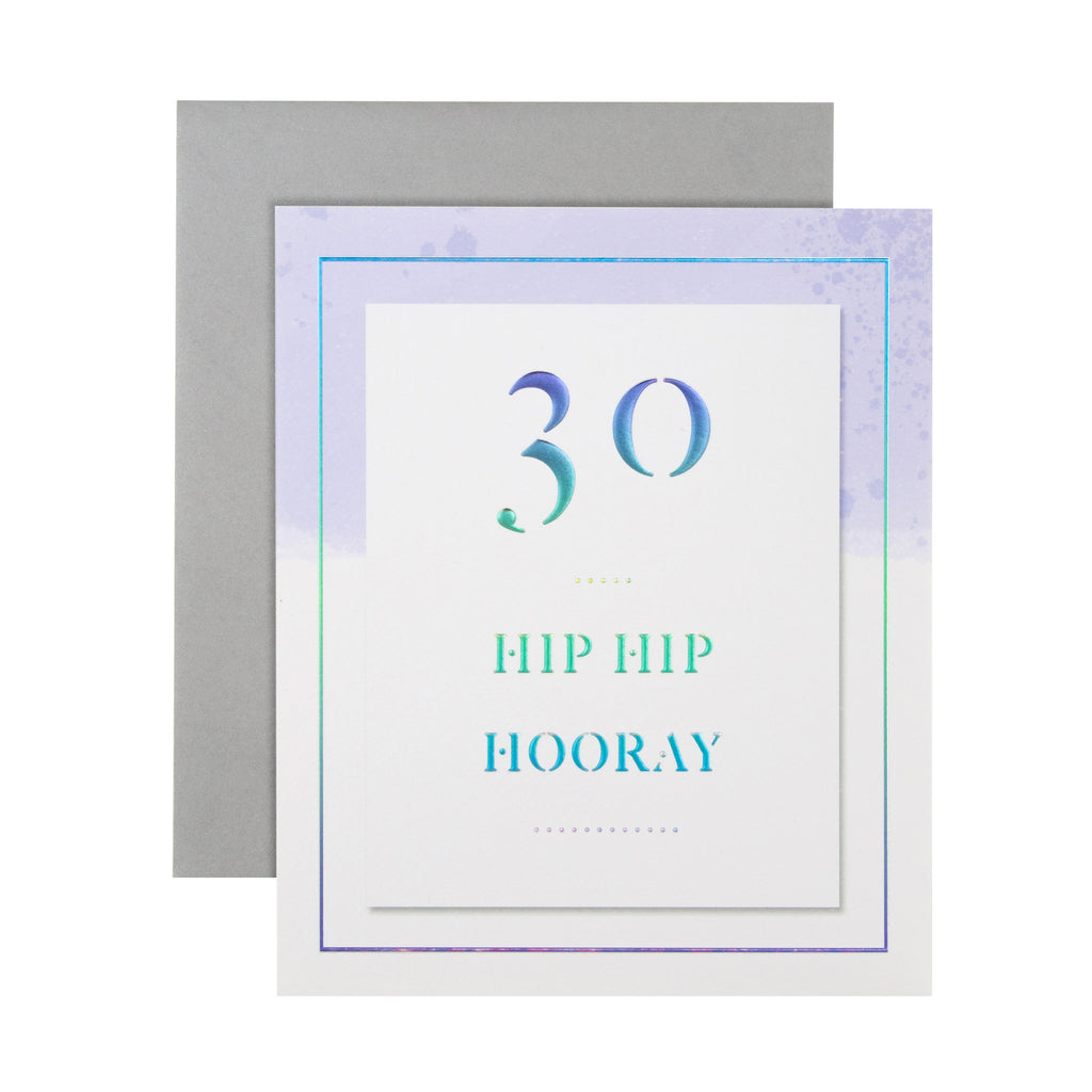 30th Birthday Card - Classic Text Based Design