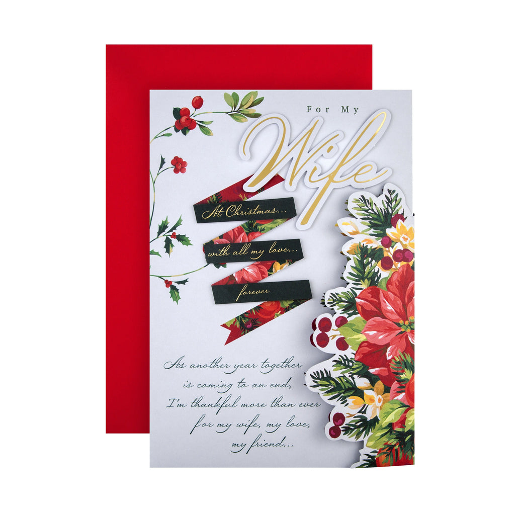 Christmas Card for Wife - 3D Pop Up Floral Design