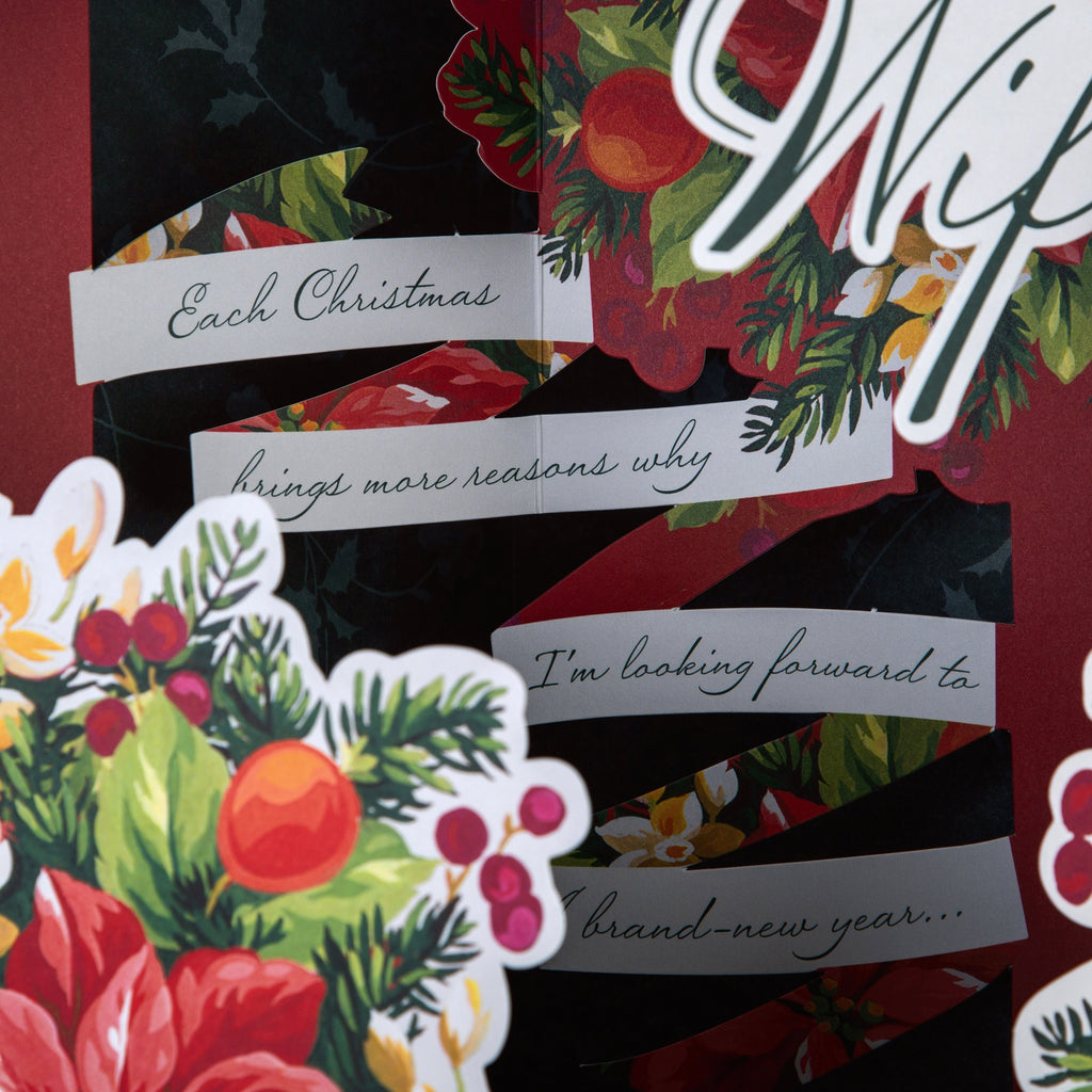 Christmas Card for Wife - 3D Pop Up Floral Design