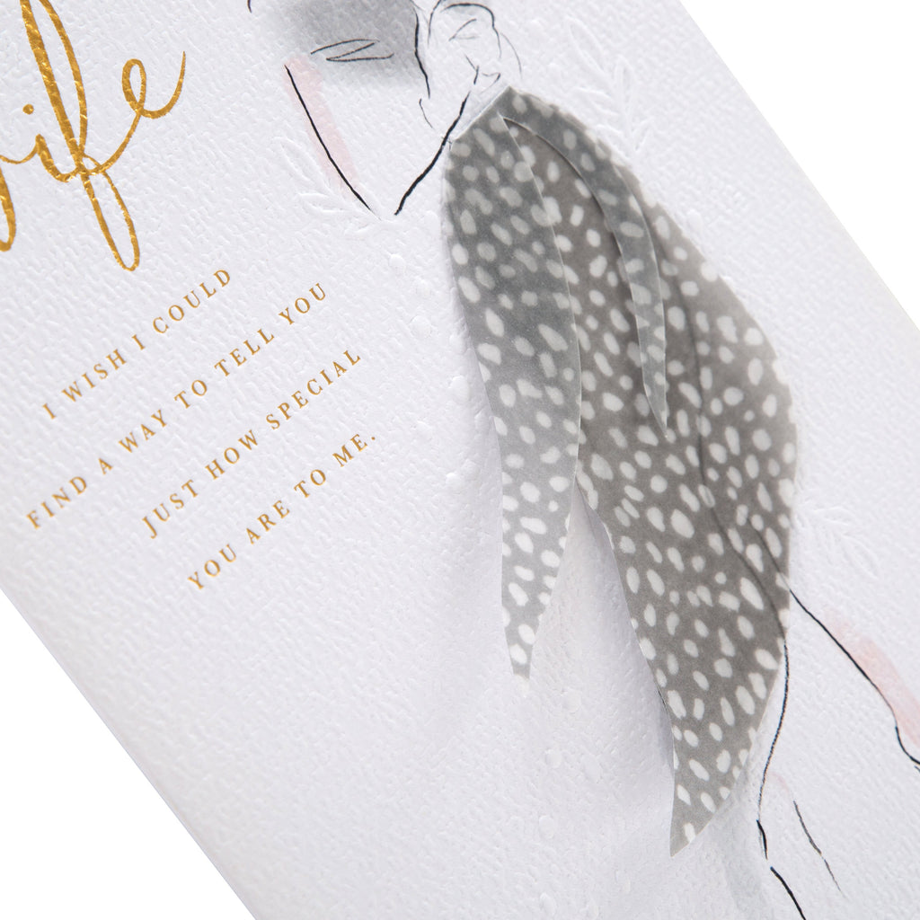 Christmas Card for Wife - Elegant Lady Design with Gold Foil and 3D Paper Add On