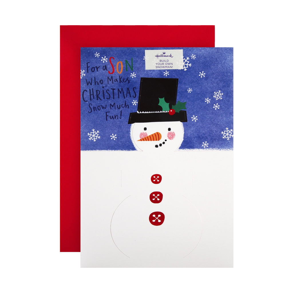 Christmas Card for Son - Build Your Own Snowman Design