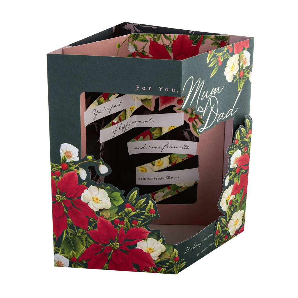 Christmas Card for Mum and Dad - Pop-out Floral Box Frame Design