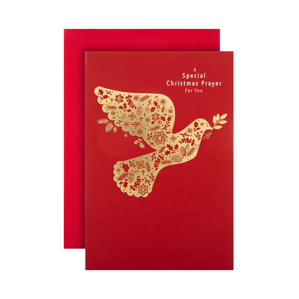Religious Christmas Card - Classic Gold Foil Dove Design