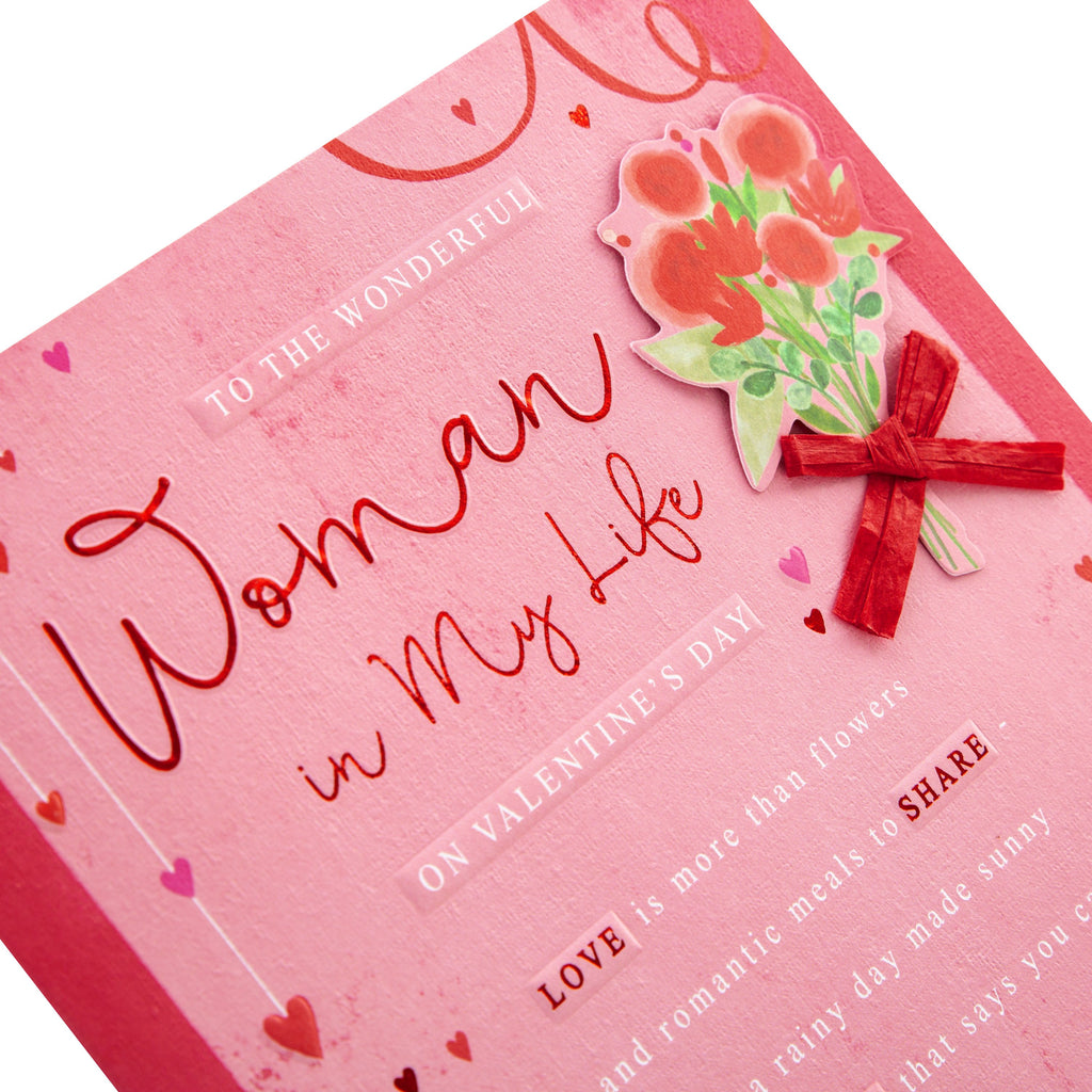 Valentine Card for The Woman in My Life - Classic Text Based Design with Heartfelt Verse