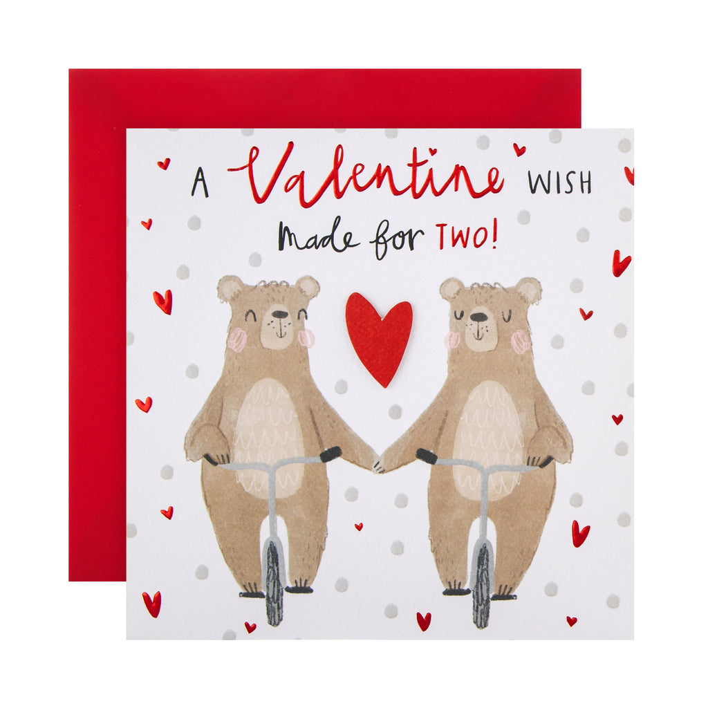 Valentine Card - Cute 'Made for Two' Bears Design
