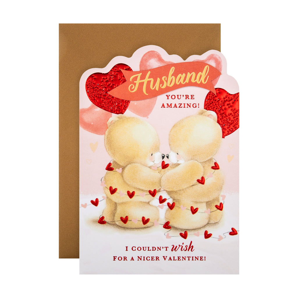 Valentine Card for Husband -Cute Die-cut Forever Friends Design