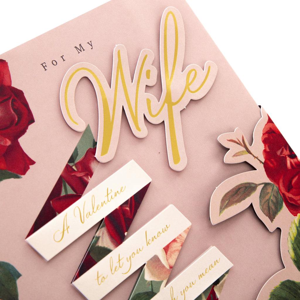Valentine Card for Wife - Pop-up, 3D Classic Floral Design