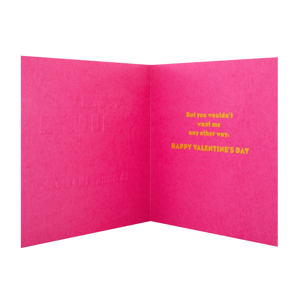 Valentine Card for The One I Love - Contemporary Embossed Text Design