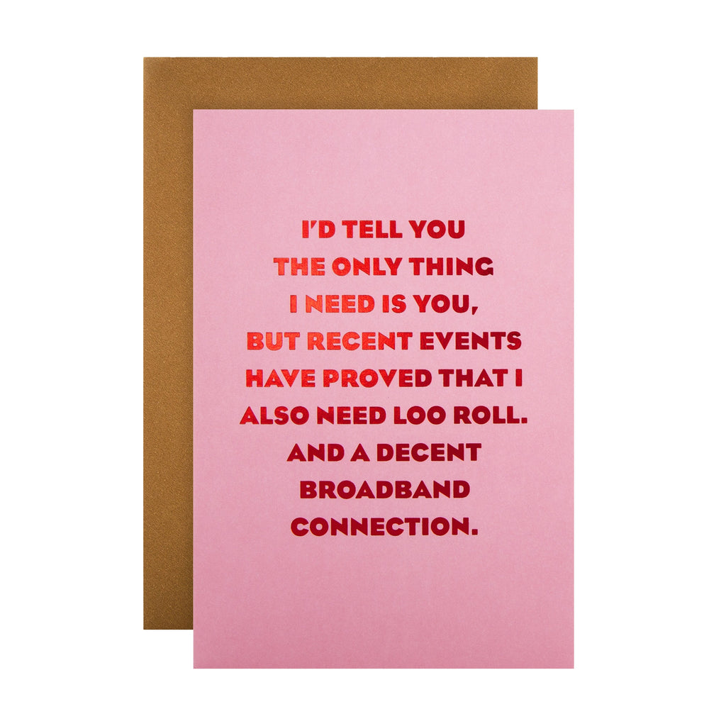 Funny Topical Valentine Card - Contemporary Text Based Design