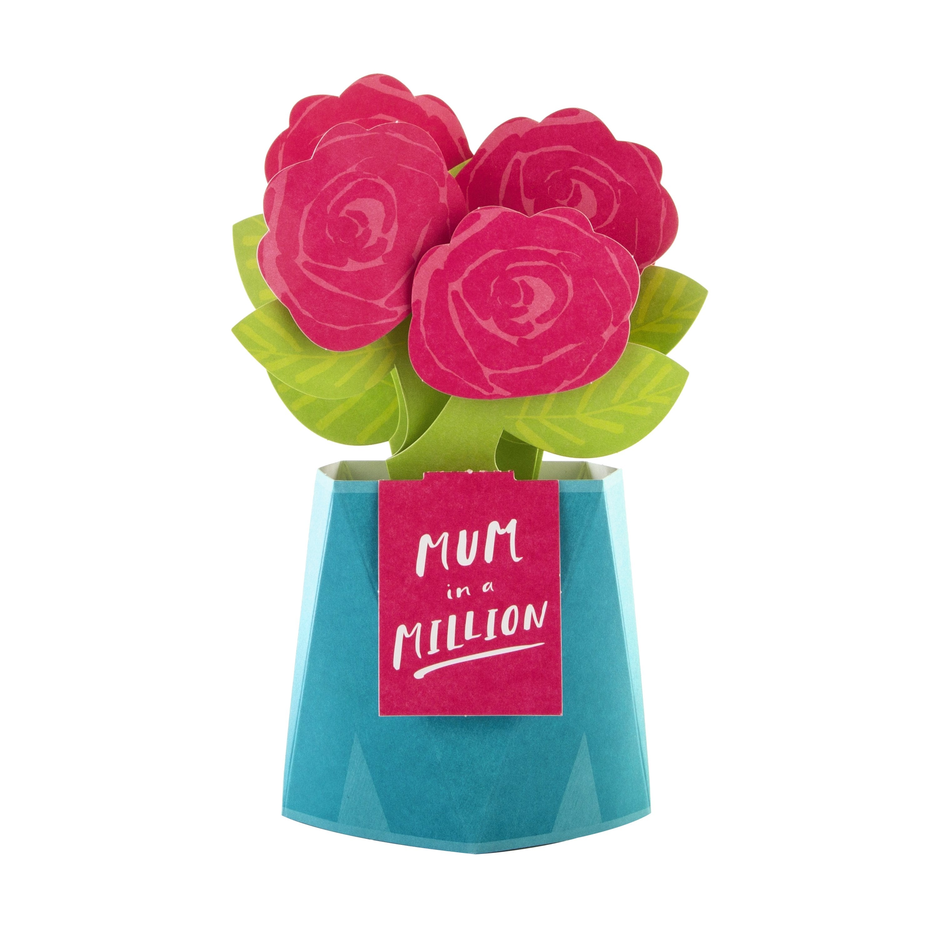 Recyclable Mothers Day Card Mum Pop up Flowers Design