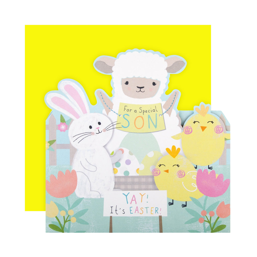 Easter Card for Son - Cute Die-cut Design