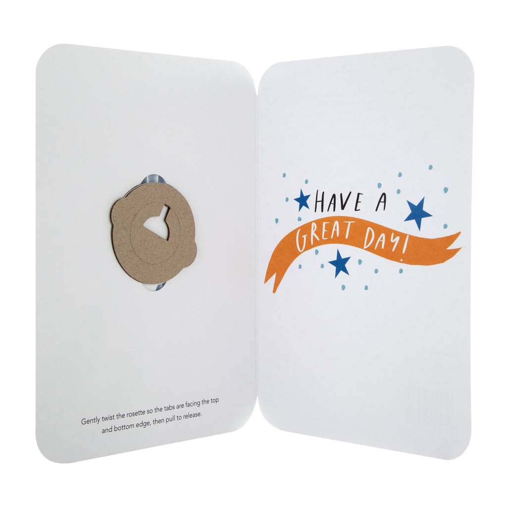 Father's Day Card for Dad - Contemporary Design with Detachable Rosette Badge