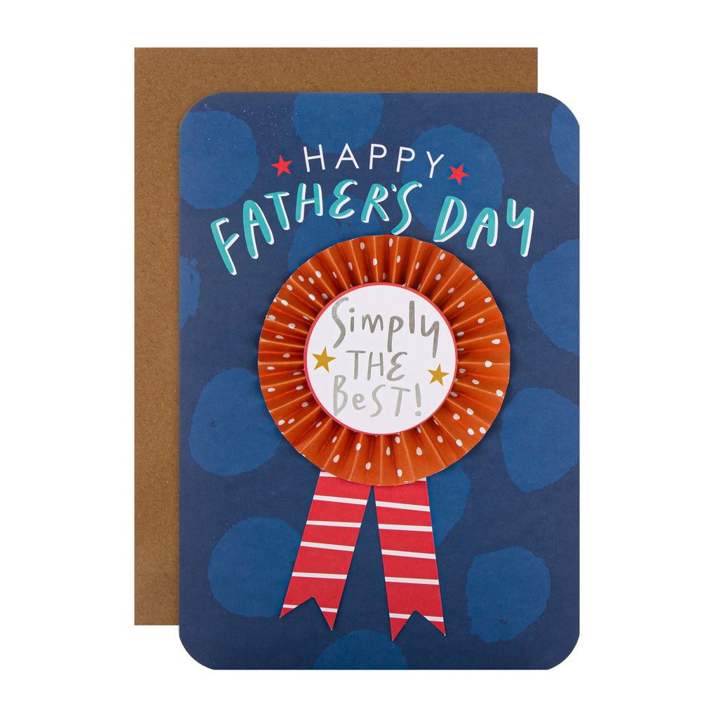 Large Father's Day Card for Dad - Contemporary Design with Silver Foil and Recyclable Badge
