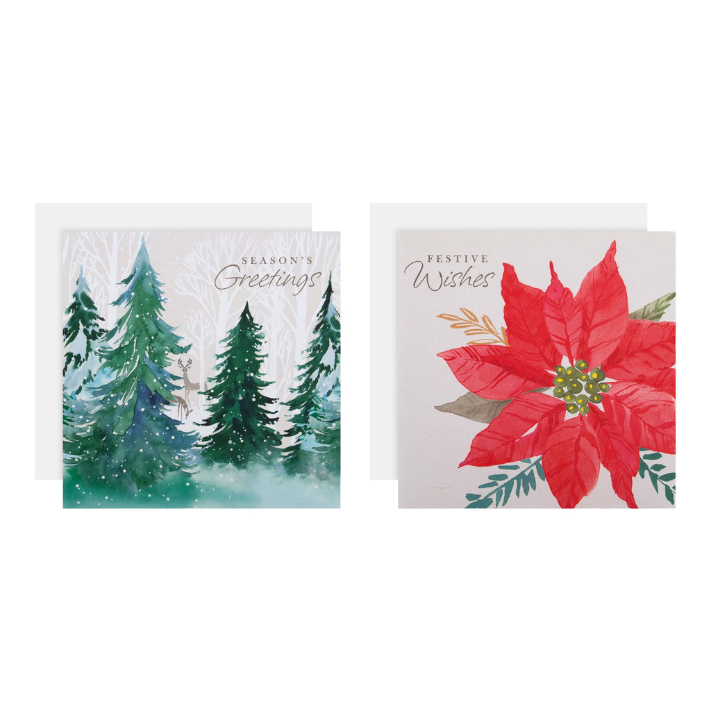 Charity Christmas Cards - Pack of 16 in 2 Contemporary Illustrated Designs