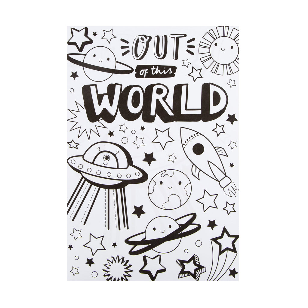Kids' Any Occasion Card - 'Colour-it-Yourself' Crayola Collection Space Design