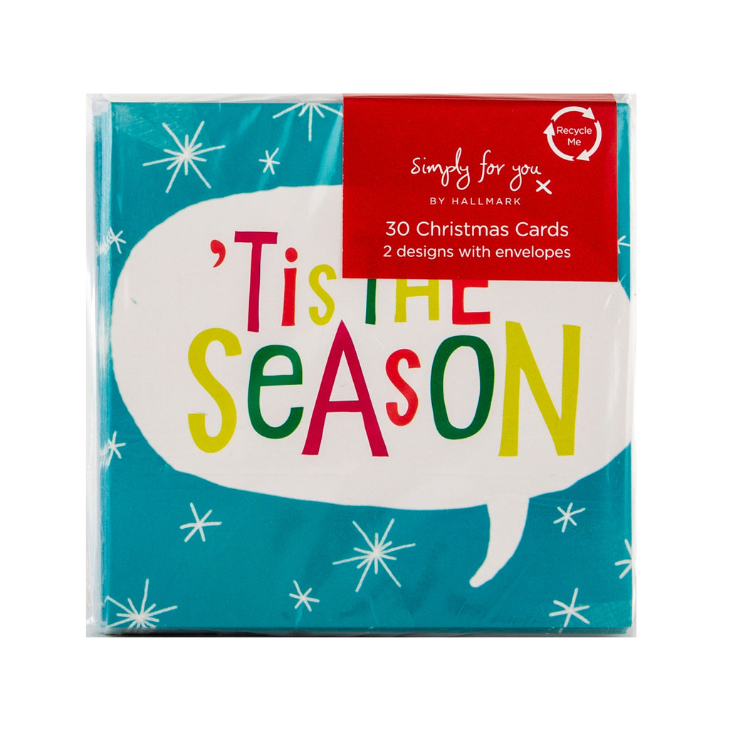 Simply for You' Christmas Cards - Pack of 30 Mini Cards in 2 Contemporary Designs