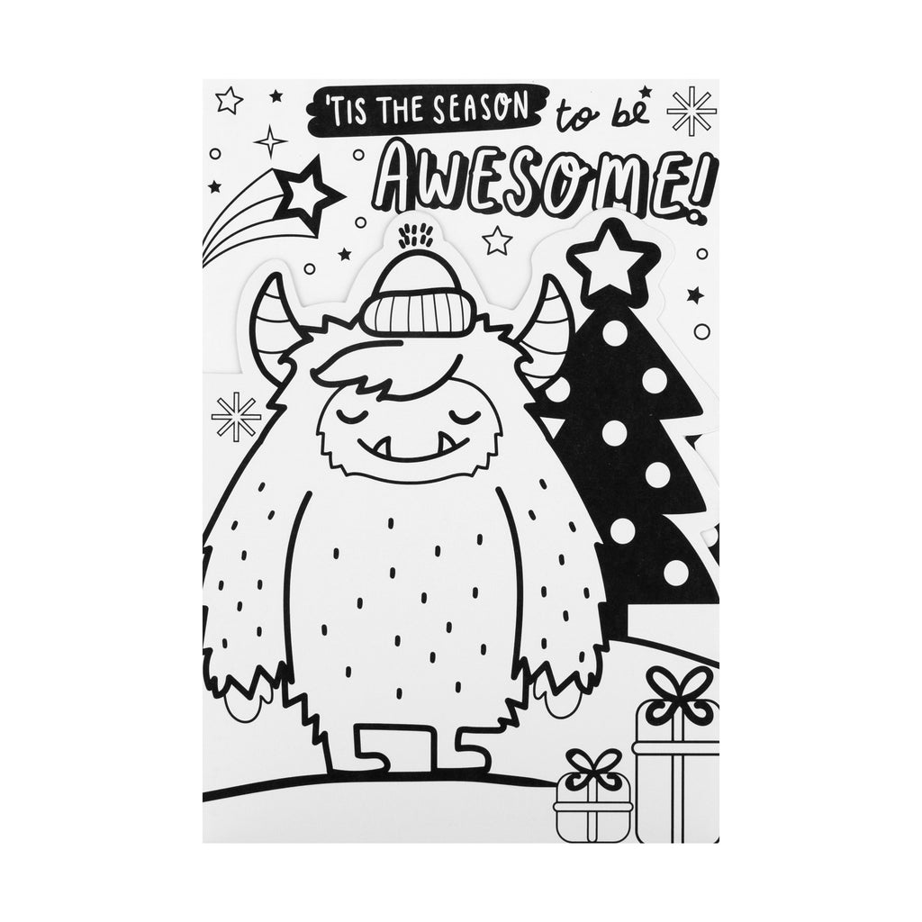 Christmas Cards for Kids - Fun Crayola™ Colour In Snow Monster Design