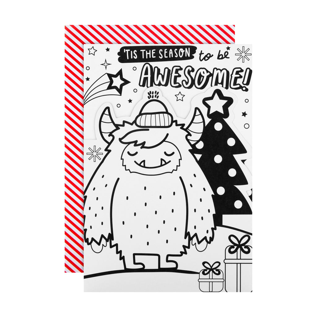 Christmas Cards for Kids - Fun Crayola™ Colour In Snow Monster Design