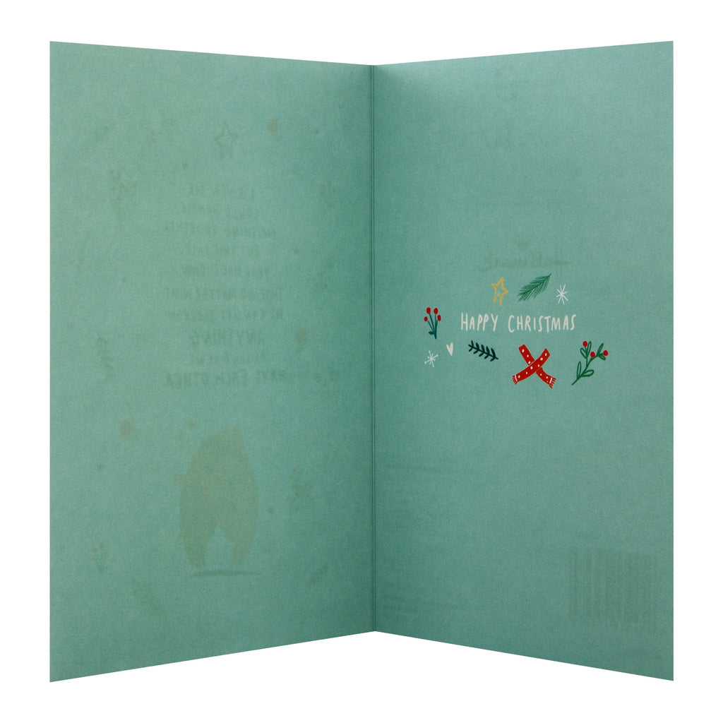 Encouragement/Support Christmas Card - 'State of Kind' Bear Hug Design with Gold Foil