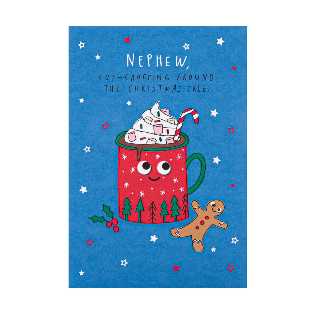 Christmas Card for Nephew - Fun Hot Chocolate Mug Design