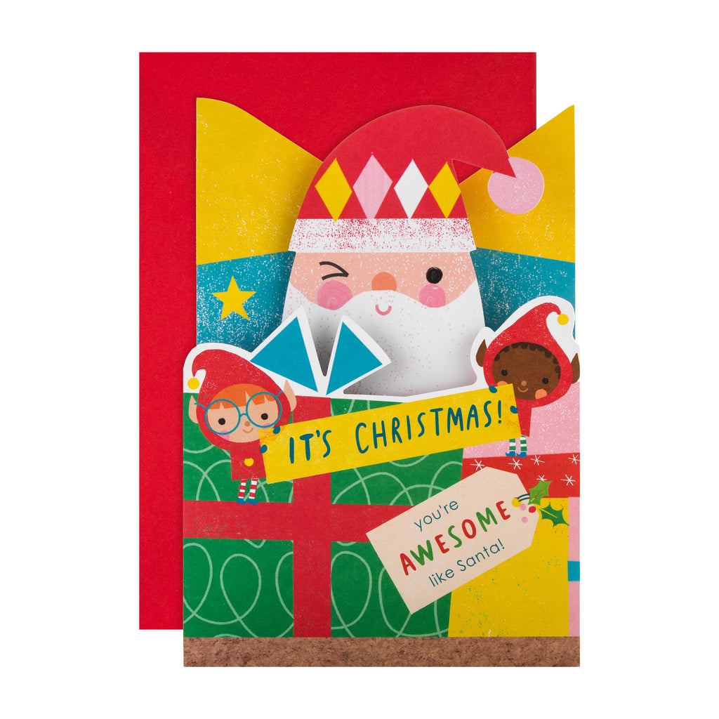 Christmas Card for Kids - Shelf Sitter Santa and Elves 3D Design