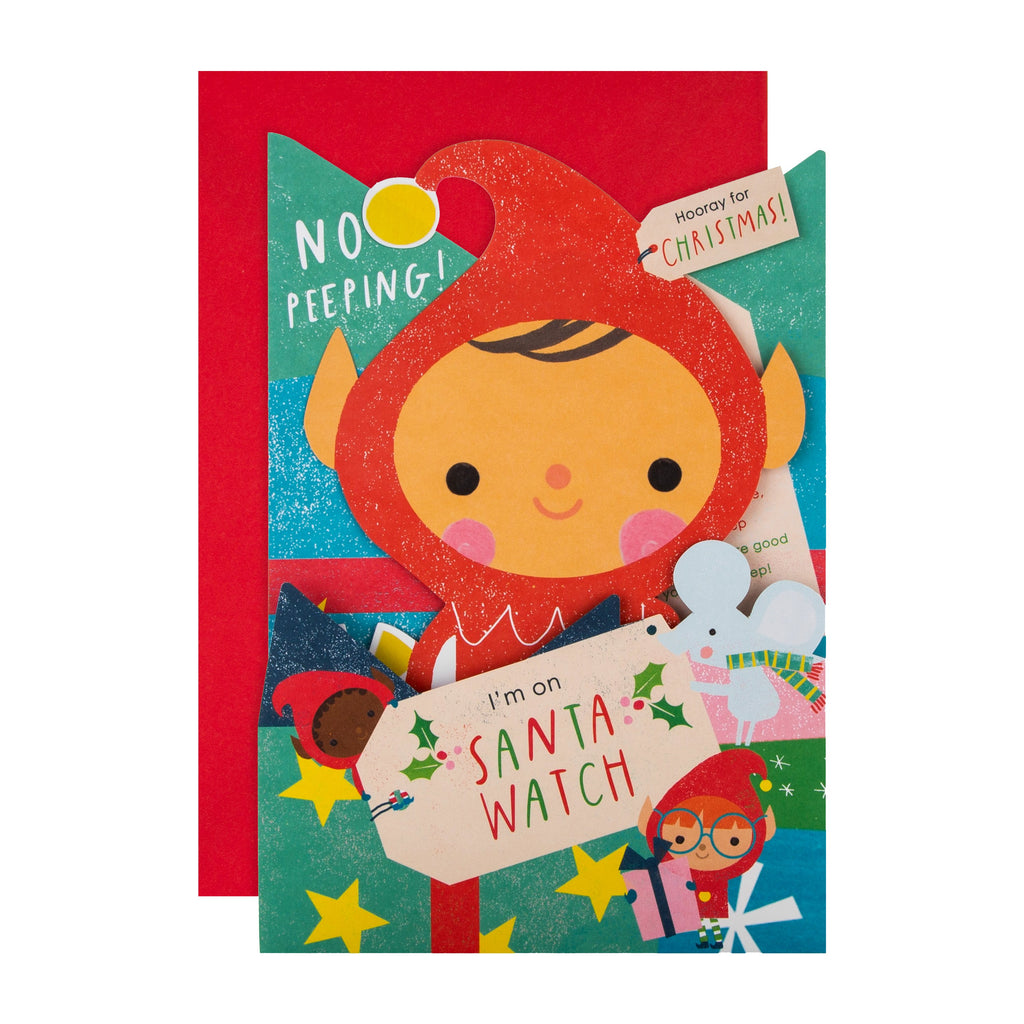Christmas Card for Kids - Elf Bedtime Buddy Santa Watch 3D Design
