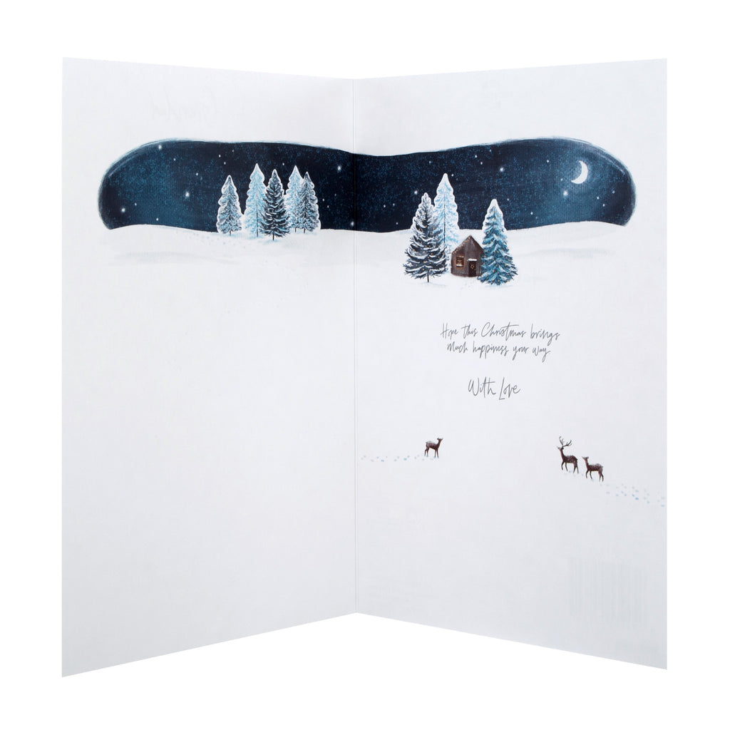 Christmas Card for Grandad - Embossed Snow with Gold Foil Design
