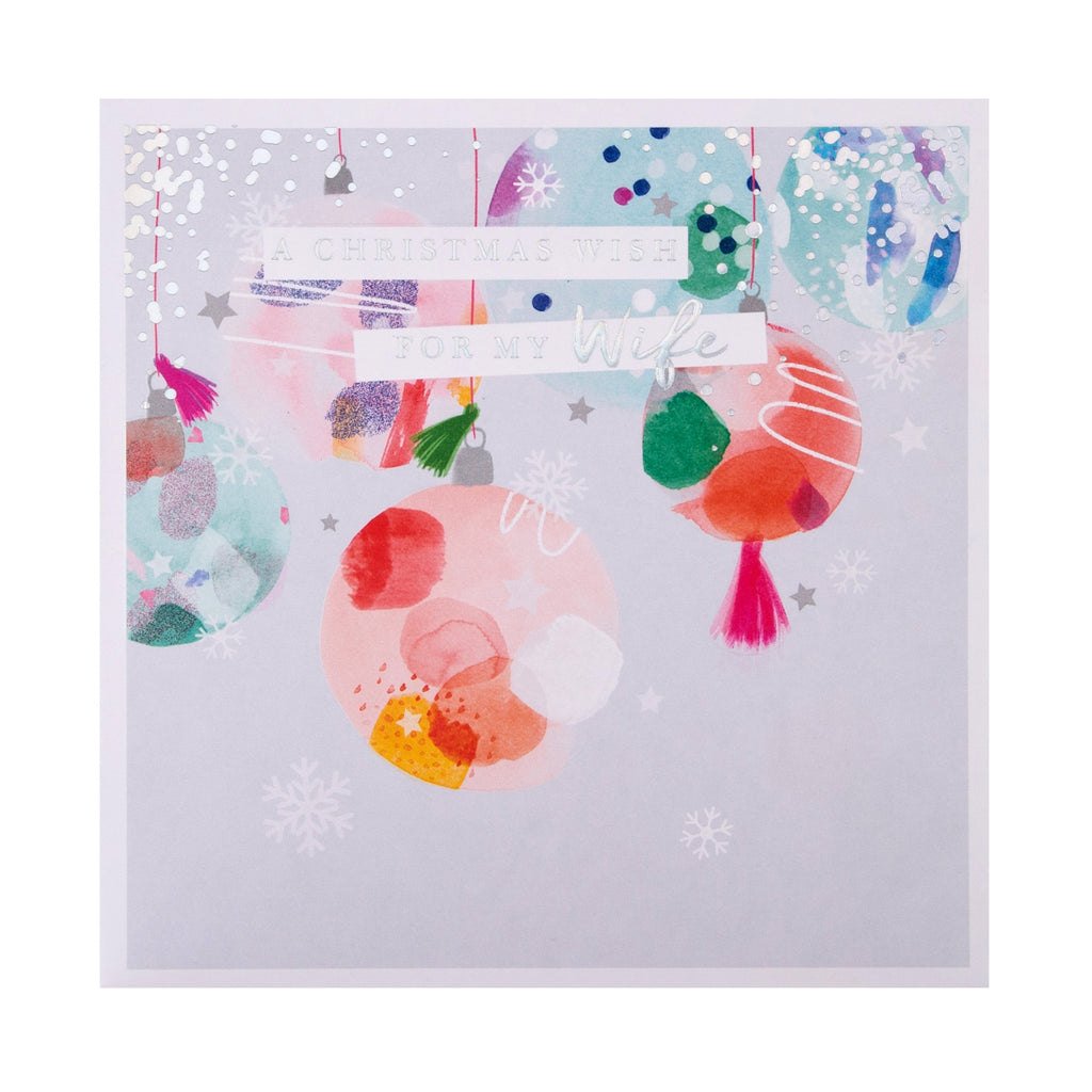 Christmas Card for Wife - Contemporary Decorations Design with Silver Foil