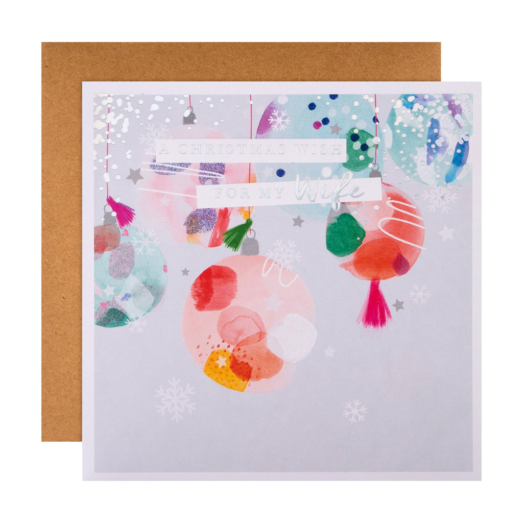 Christmas Card for Wife - Contemporary Decorations Design with Silver Foil