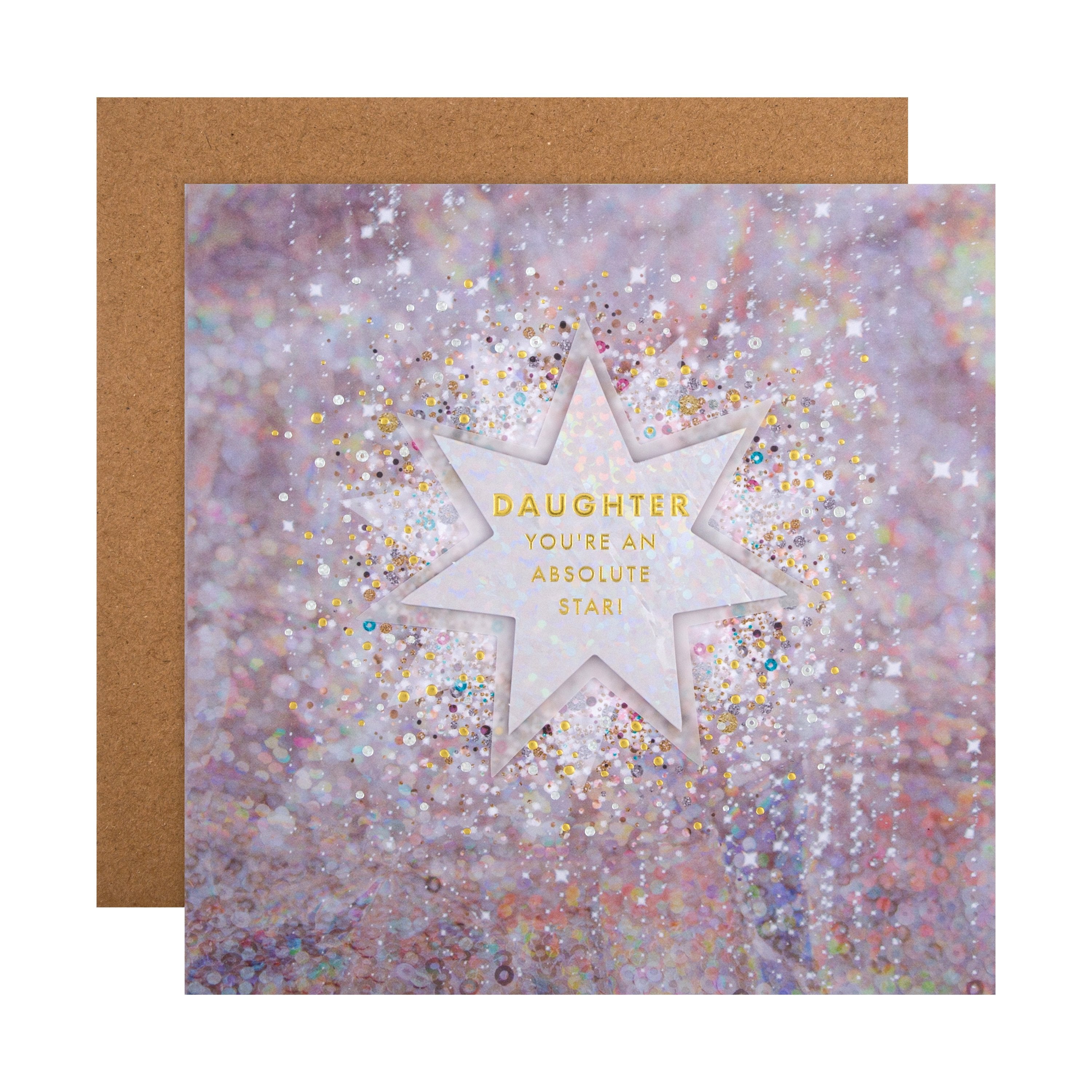 Christmas Card Daughter Contemporary Foil Embellished Star Design
