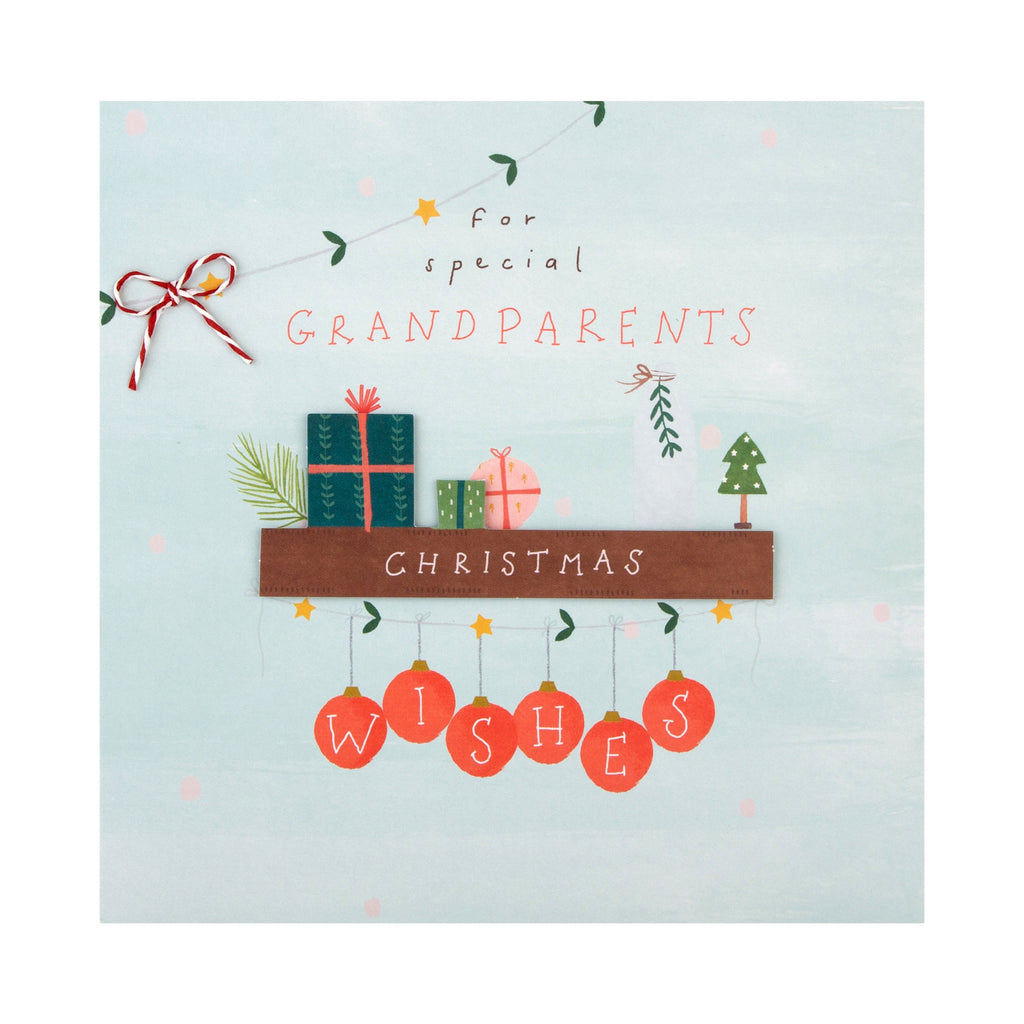 Christmas Card for Grandparents - Large Contemporary Design with Make-Your-Own Paper Chain Element