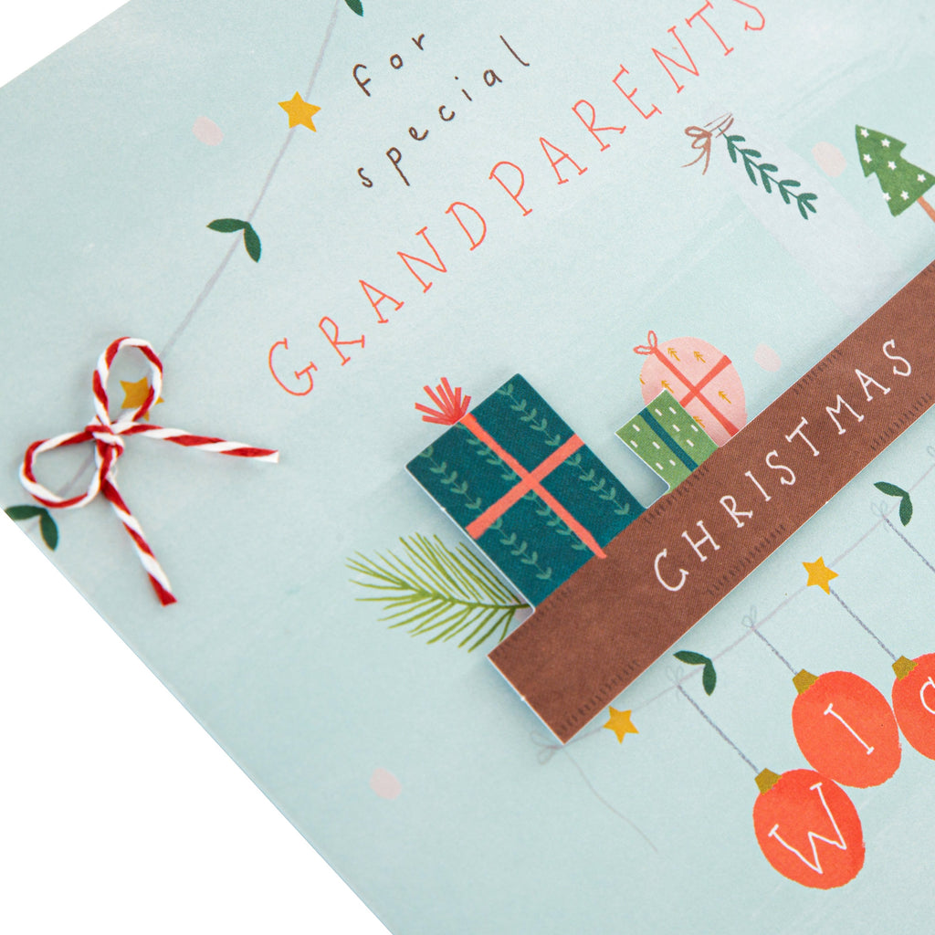 Christmas Card for Grandparents - Large Contemporary Design with Make-Your-Own Paper Chain Element