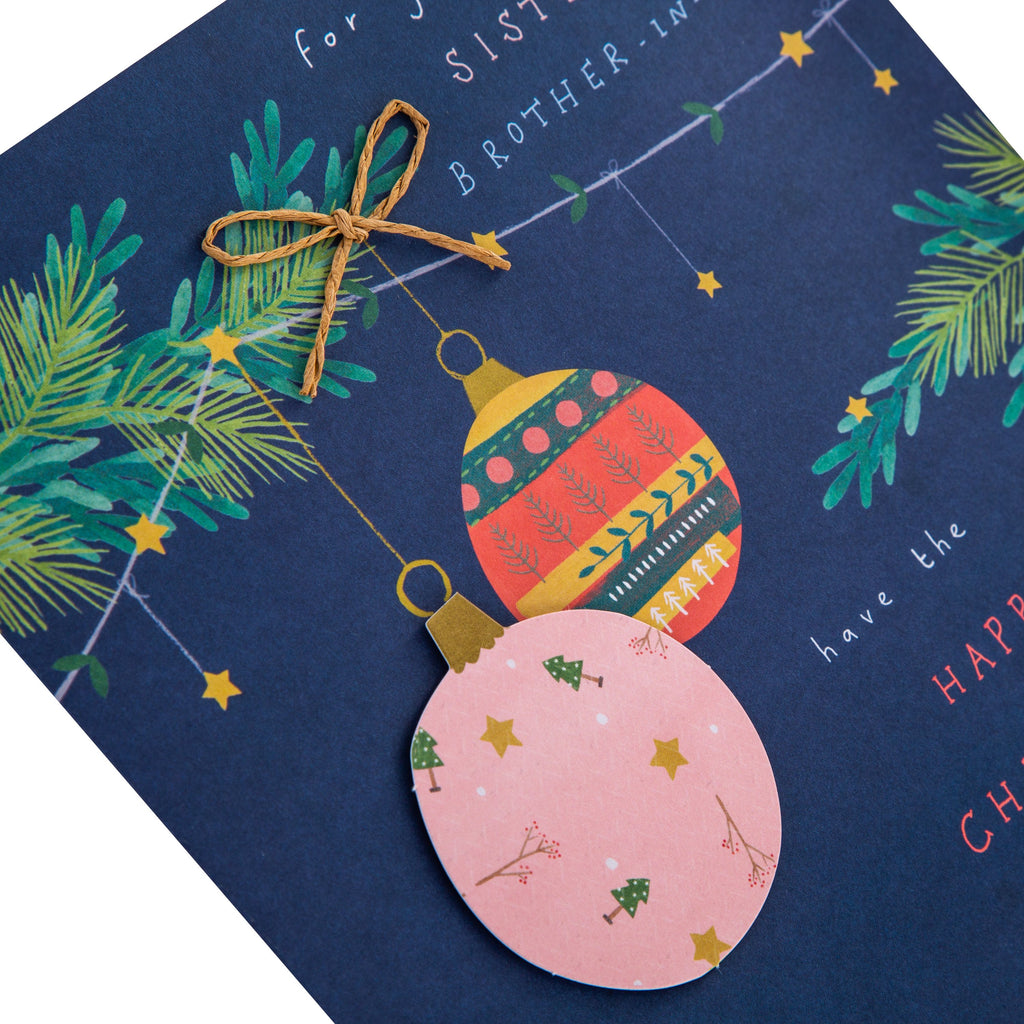 Christmas Card for Sister and Brother-in-Law - Bauble Design with Make-Your-Own Paper Chain Insert
