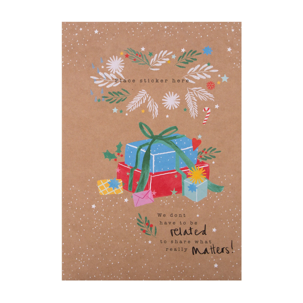 Customisable Christmas Card - Contemporary Presents Design with Sticker Inserts