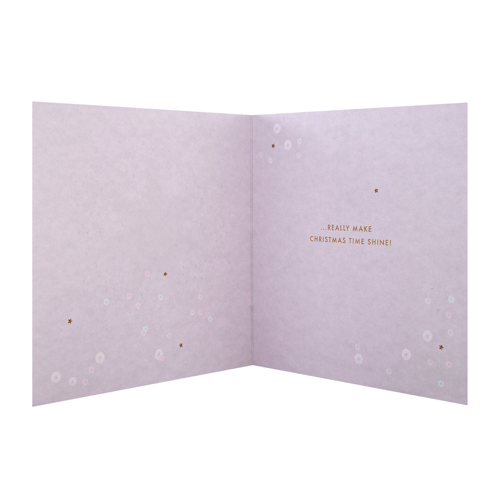 Christmas Card for Daughter and Son In Law - Wintery Star Design with 3D Add On and Gold Foil