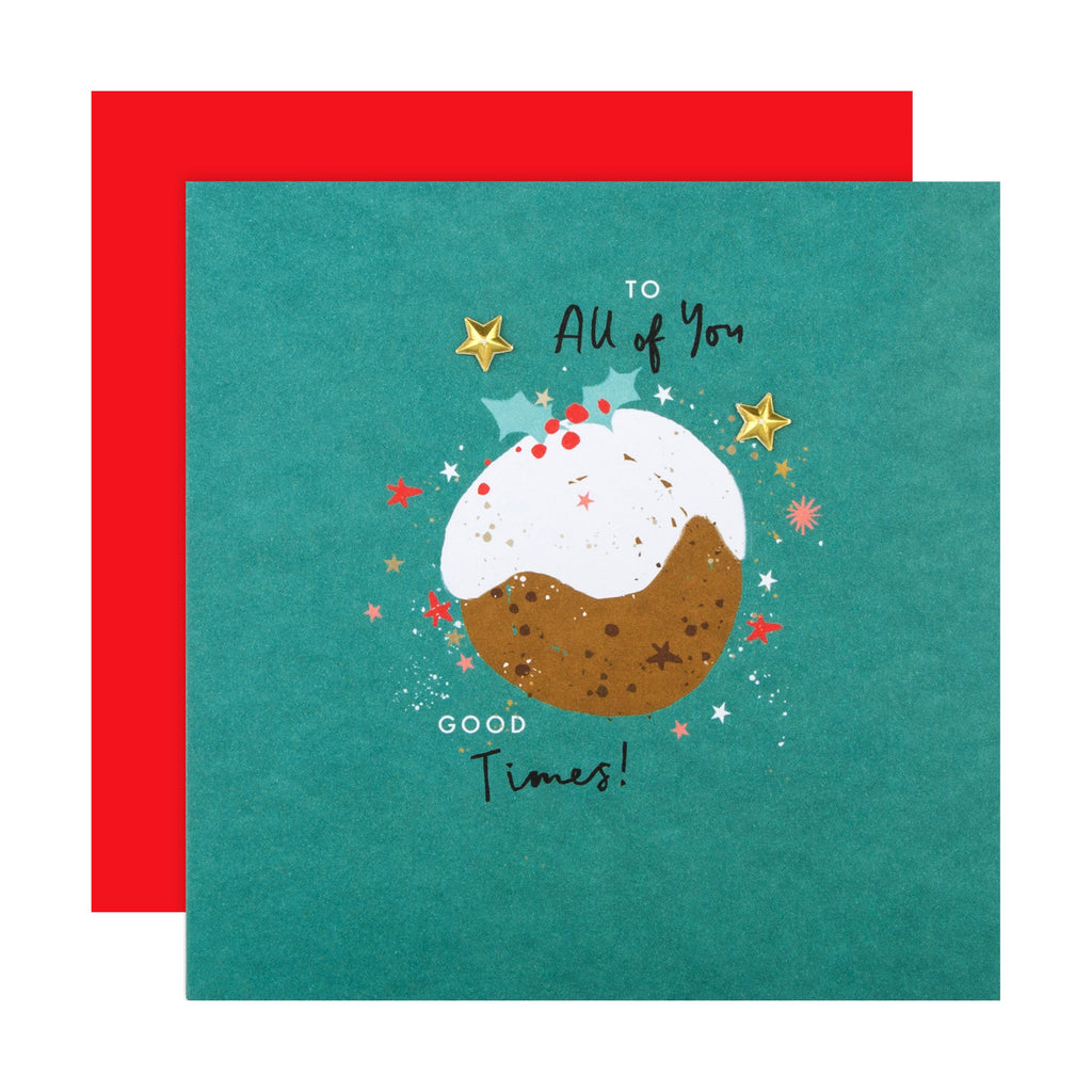 Christmas Card To All - Christmas Pudding Design with Innovative Moulded Paper Charms