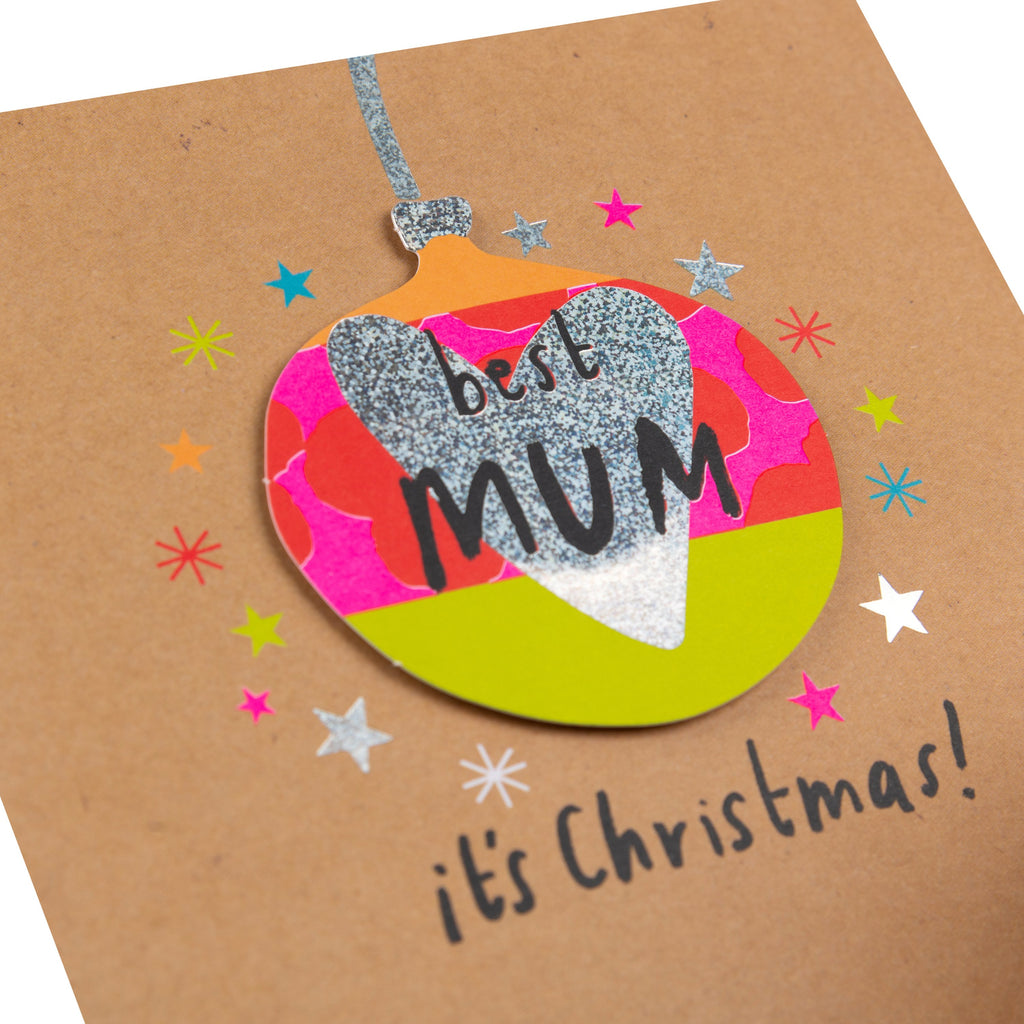 Christmas Card for Mum - 3D Effect Bauble Design