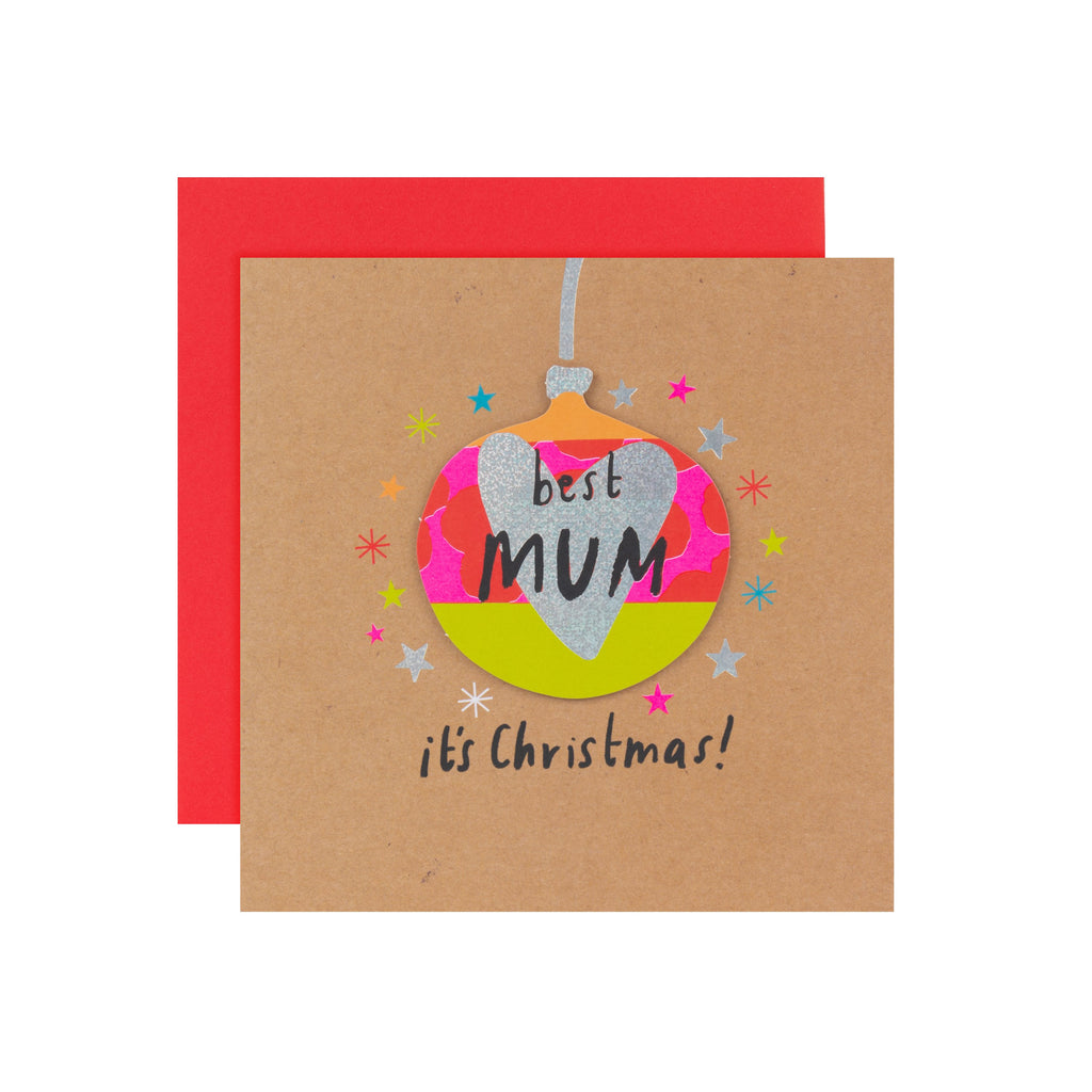 Christmas Card for Mum - 3D Effect Bauble Design