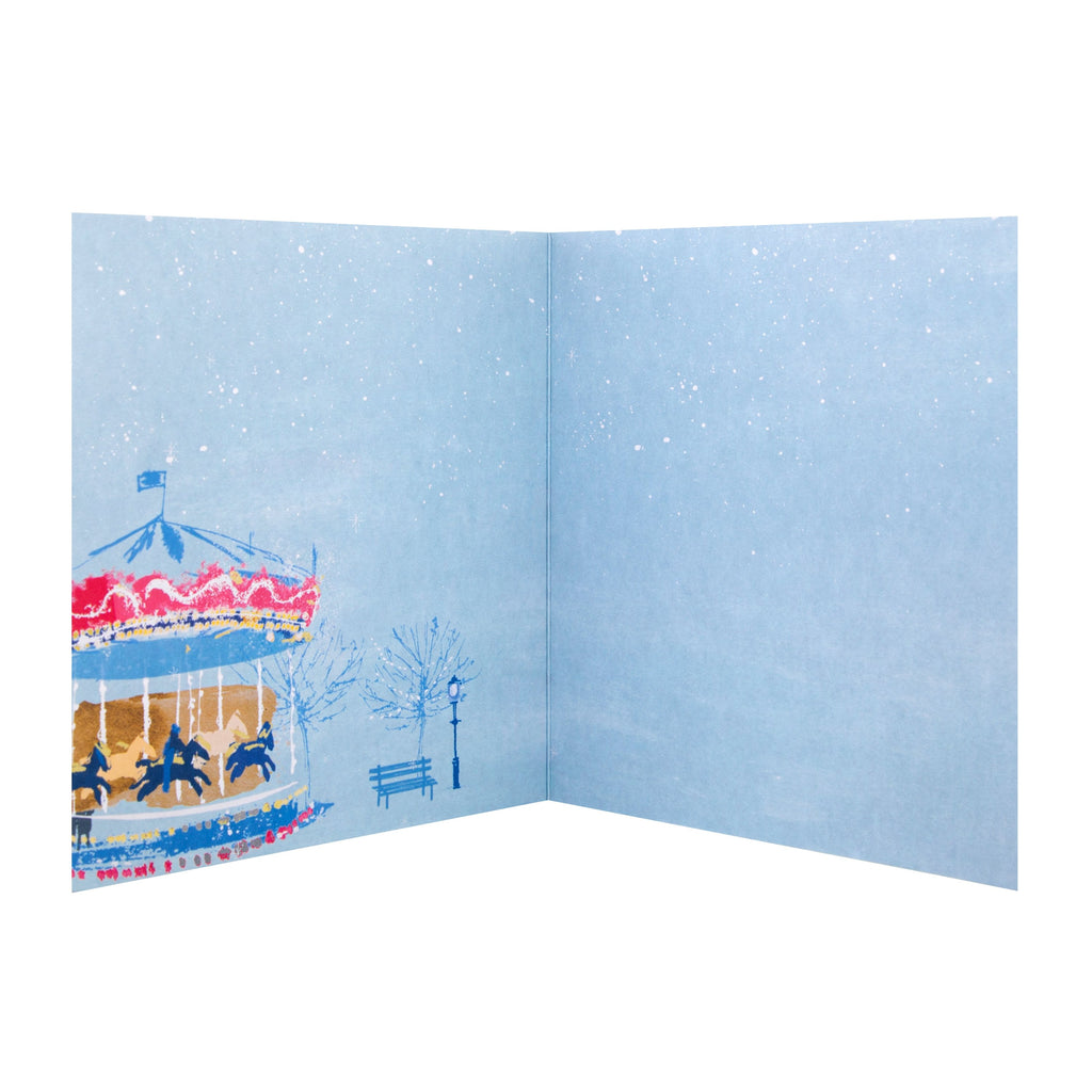 General Christmas Card - Classic Festive Fair Design with Silver Foil