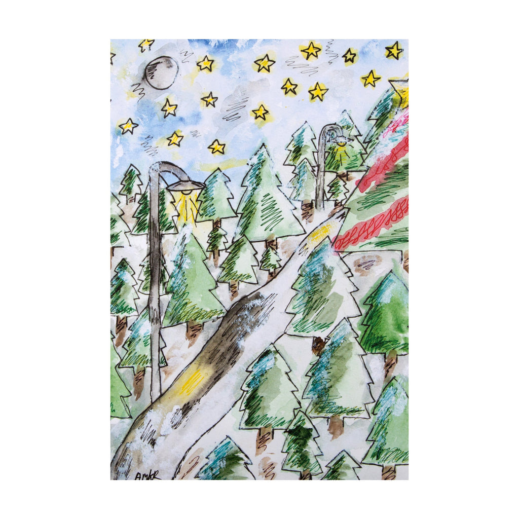 Charity Christmas Card - Illustrated Winter's Night Design in association with Barnardo's