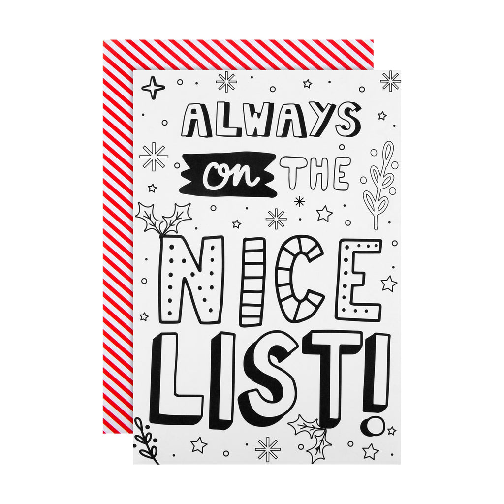 Christmas Card for Kids - Fun Nice List Crayola™ Colour In Design
