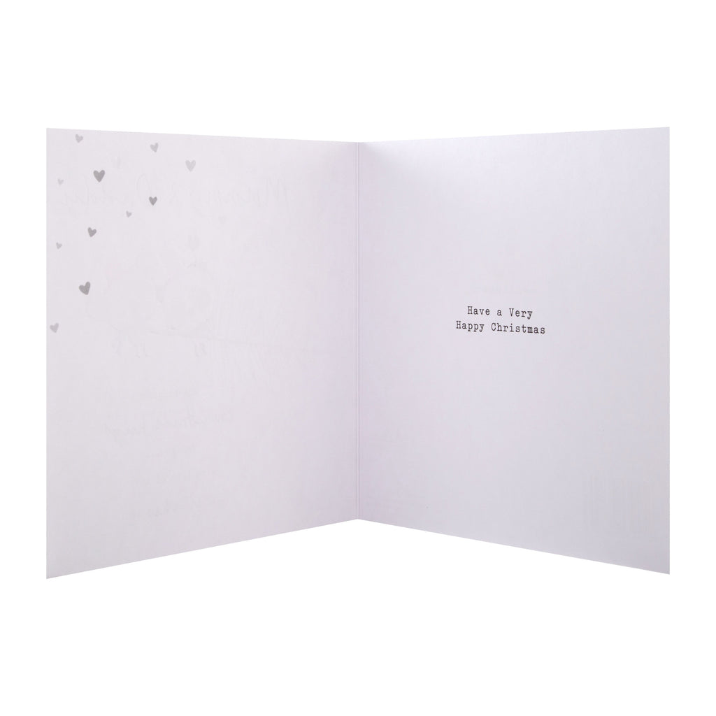 Christmas Card for Mummy and Daddy - Cute Winter Animals Design with Gold Foil