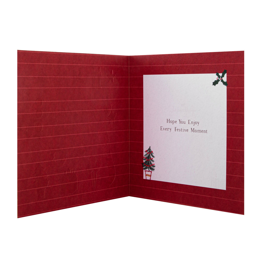 Christmas Card for Godfather - Classic Festive Design with Red Foil