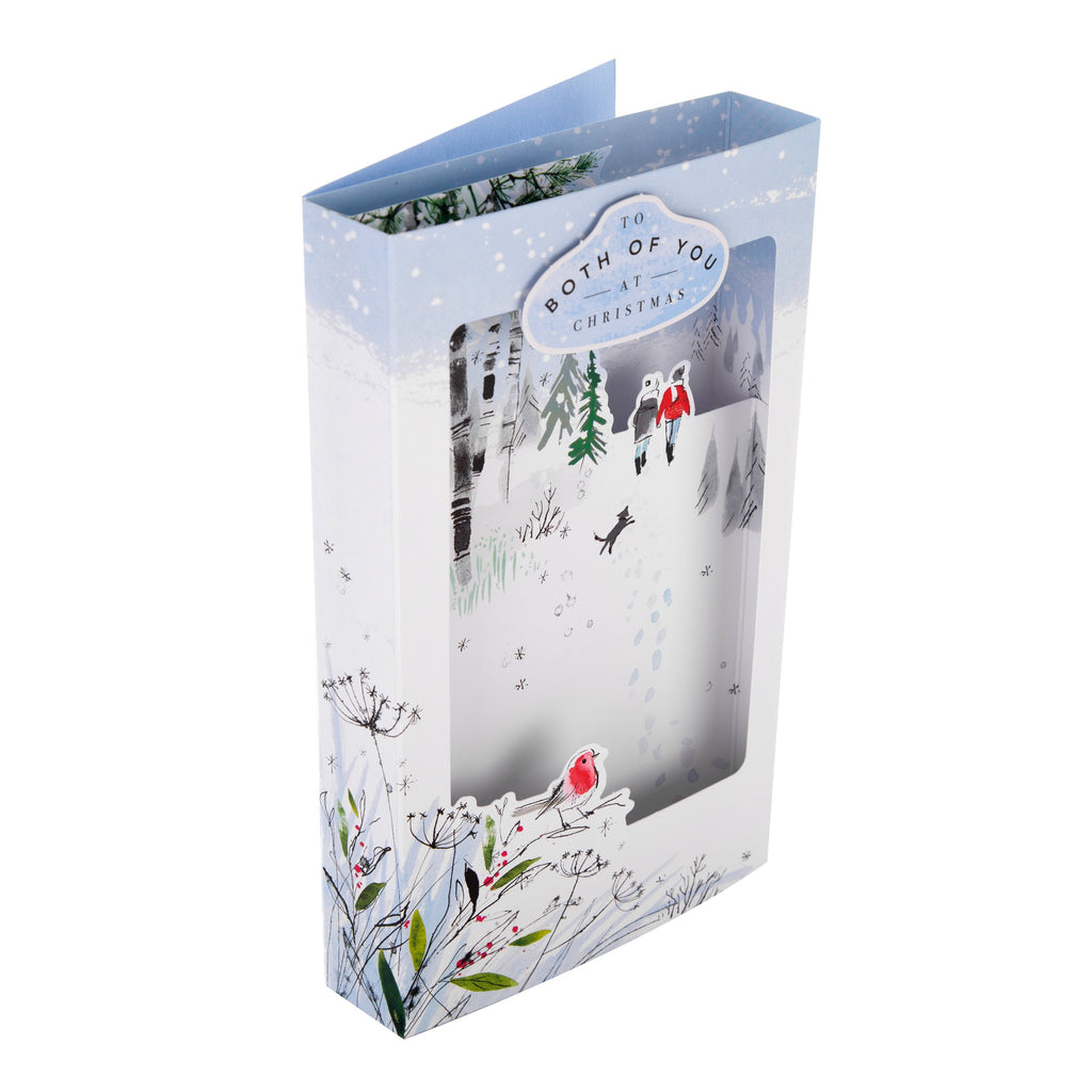 Christmas Card for Both of You - Romantic Winter Woods 3D Design