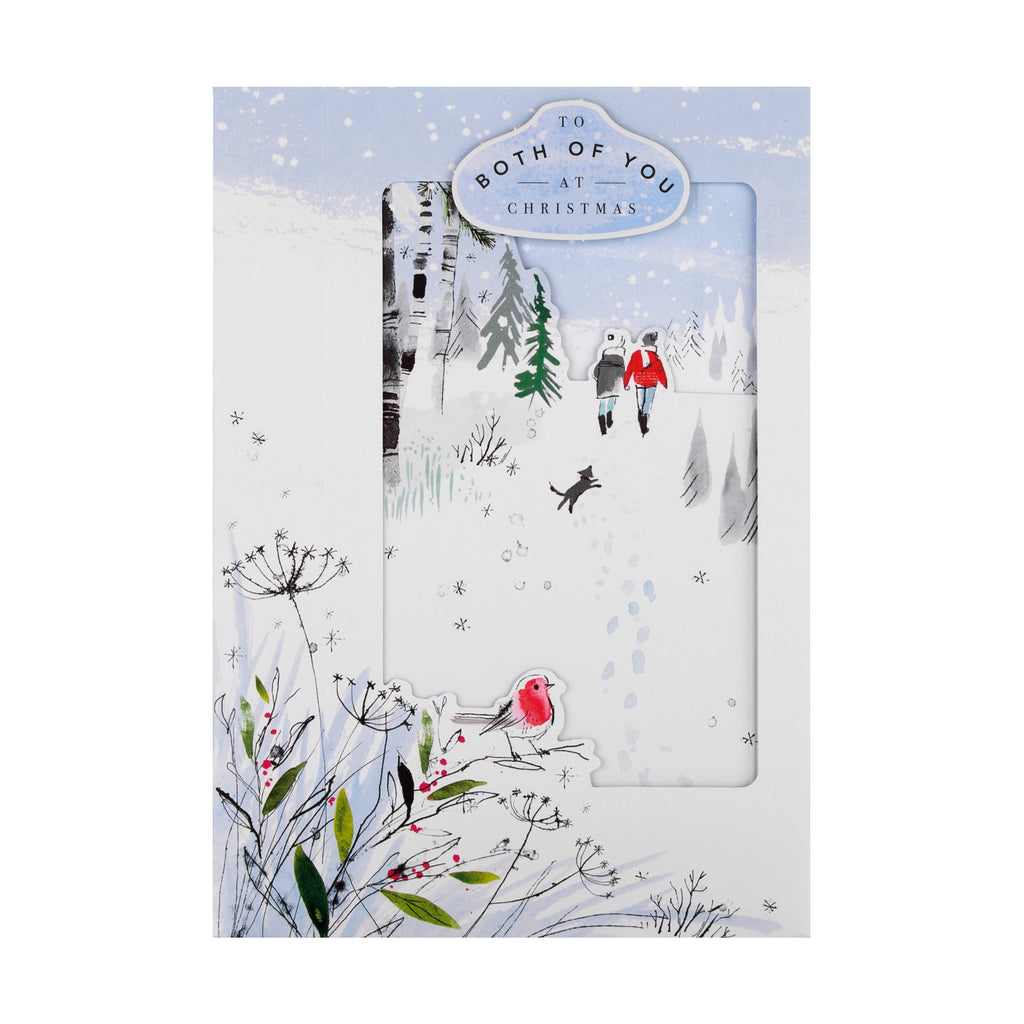 Christmas Card for Both of You - Romantic Winter Woods 3D Design
