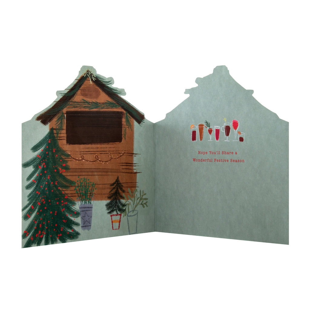 Christmas Card for Son and Partner - Contemporary Christmas Market Design with 3D Add On