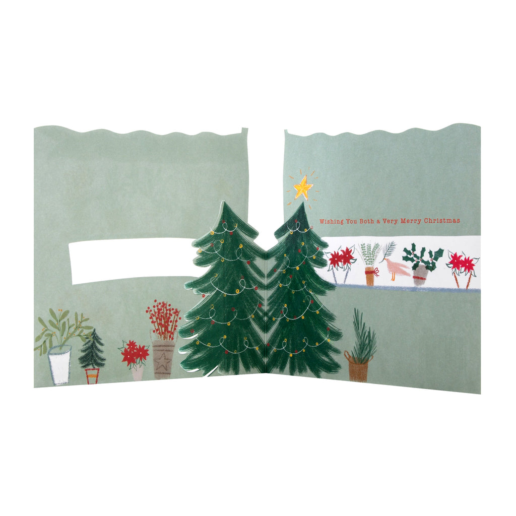 Christmas Card for Sister and Partner - Contemporary Christmas Tree Stall Design with 3D Add On
